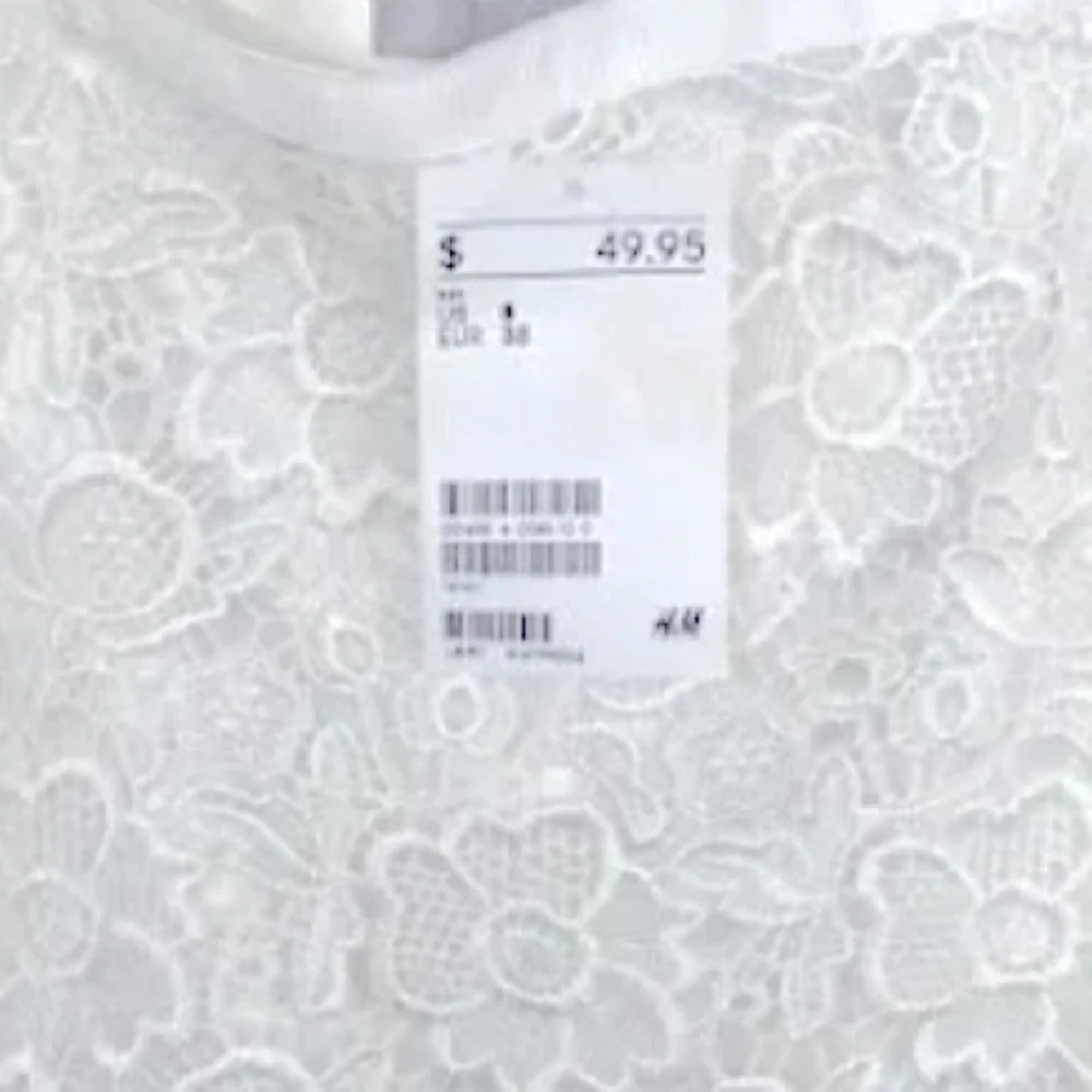 H&M White Eyelet Midi Skirt Floral Lace Crochet Design_8